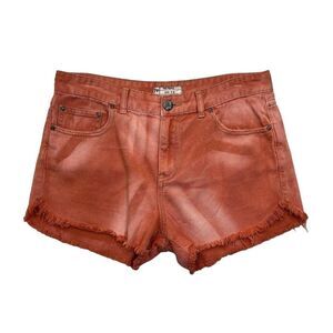 Free People Jean Shorts Women's Size 30 Orange Tie Dye‎ Denim Shorts